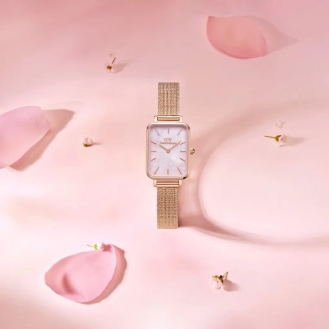 ZEGAREK DAMSKI DANIEL WELLINGTON Quadro Pressed Melrose Pearl 20mm DW00100510 + BOX (zw505o)