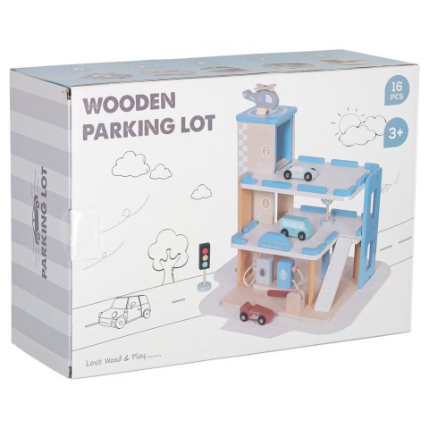 Garaż drewniany parking samochodowy piętrowy stacja benzynowa