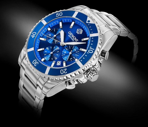 Zegarek Męski Giewont Chronograph Sapphire Srebrno Niebieski GW3970-B3