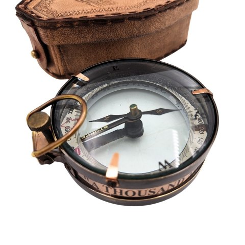 Kompas Magnetyczny - Map Reader w Skórzanym Etui - Retro Gadżet - NC2929