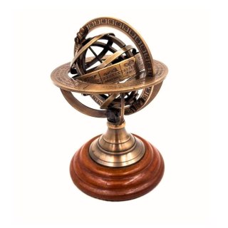Mosiężne Astrolabium Dekoracyjne na Drewnianej Podstawie - NI351