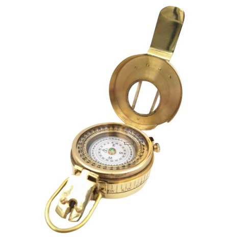 Mosiężny kompas dla inżyniera, geodety, żołnierza w pudełku drewnianym - CA32/2.5