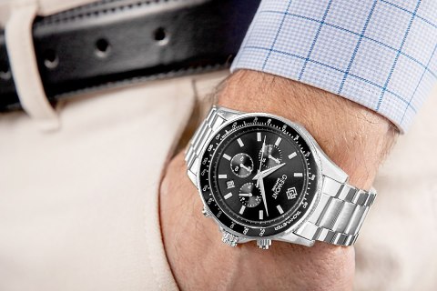 Zegarek Męski Giewont Chronograph Sapphire Srebrno Czarny GW3520-B2