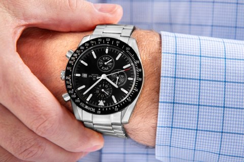 Zegarek Męski Giewont Chronograph Sapphire Srebrno Czarny GW8720-B2