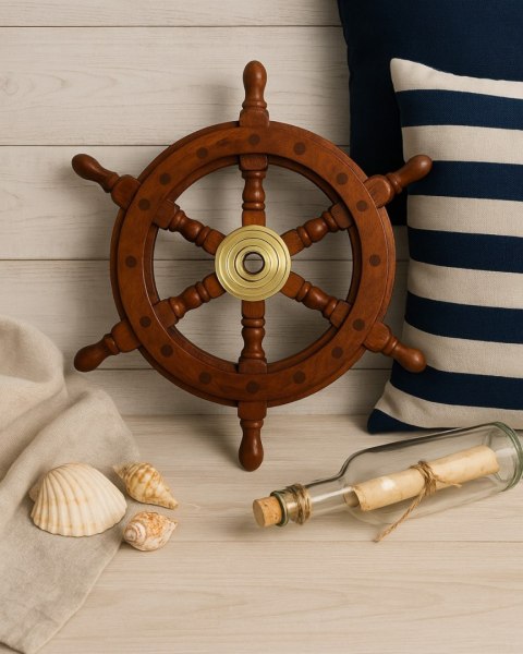 Drewniane koło sterowe - Wkład mosiężny z miejscem na klin - średnica 30cm - SW10/12