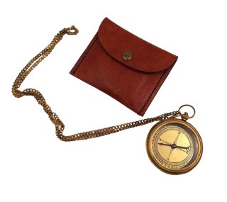 Kompas mosiężny na łańcuszku w skórzanym etui - CN215/2.5