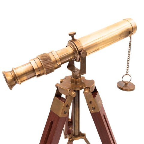 Luneta Mosiężna Retro na Trójnogu Drewnianym - Regulowana Wysokość - SR010
