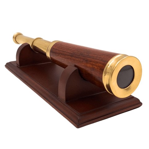Luneta Mosiężno-Drewniana na Eleganckiej Podstawie Drewnianej - Dekoracja Retro - CER029