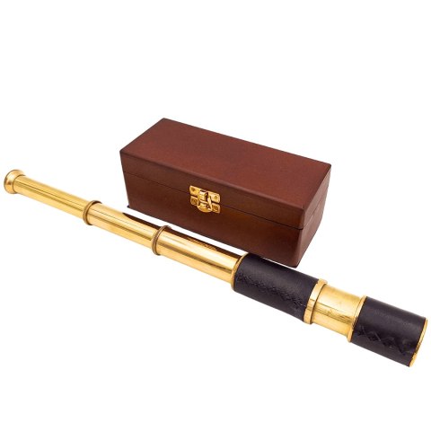 Luneta Mosiężno-Skórzana w Pudełku Drewnianym - HT01