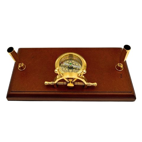 Marynistyczny Zestaw Biurkowy - Koło Sterowe, Kompas, Uchwyty na Długopisy - TT019