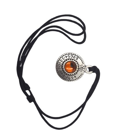 Naszyjnik Zegarek Słoneczny - Saturn - Posrebrzany Zamak + Czeski kryształ - SAT26