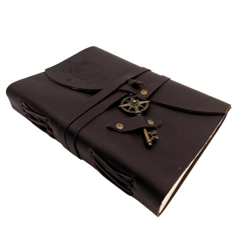 Notes Skórzany Retro Róża Wiatrów 200 stron - Prezent dla Żeglarza - AH03