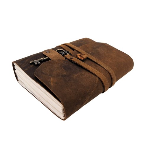 Notes Skórzany Retro z Kluczykiem i Paskiem 200 stron 18 x 13 cm - AH02