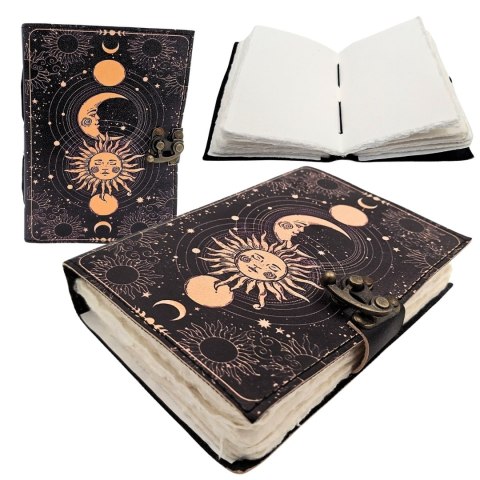 Notes Skórzany Słońce i Księżyc Ozdobny 200 stron - AH07
