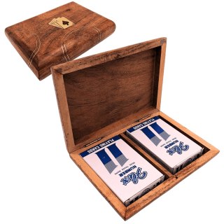 Zestaw 2 Talii Kart w Drewnianym Pudełku - Elegancki Prezent - Vintage - DNU-2791