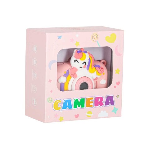 Aparat fotograficzny cyfrowy dla dzieci na statywie jednorożec różowy