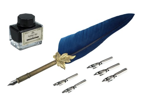 Zestaw piśmienniczy - Pióro z wymiennymi stalówkami i atramentem (mix 4 kolorów)