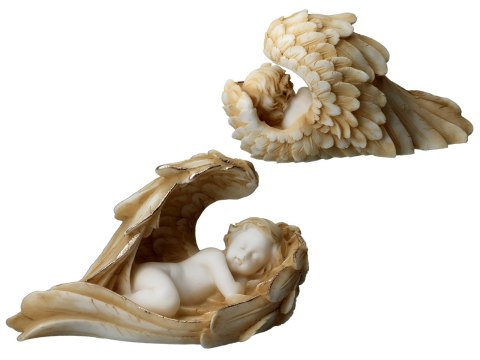 Aniołek śpiący w skrzydłach - alabaster grecki