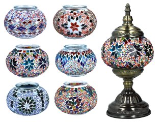 Lampa stołowa - klosz pojedynczy, wielokolorowy