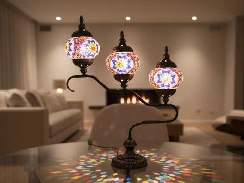 Lampa stołowa - klosz pojedynczy, wielokolorowy