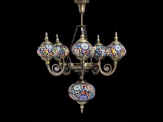 Lampa sufitowa - sześć kloszy, wielokolorowe