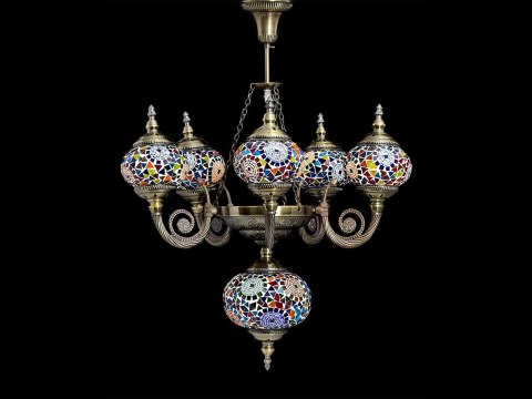 Lampa sufitowa - sześć kloszy, wielokolorowe