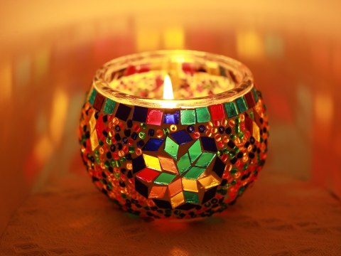 Świecznik/lampion - klosz pojedynczy, wielokolorowy