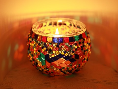 Świecznik/lampion - klosz pojedynczy, wielokolorowy