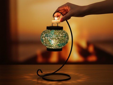 Świecznik/lampion - klosz pojedynczy, wielokolorowy