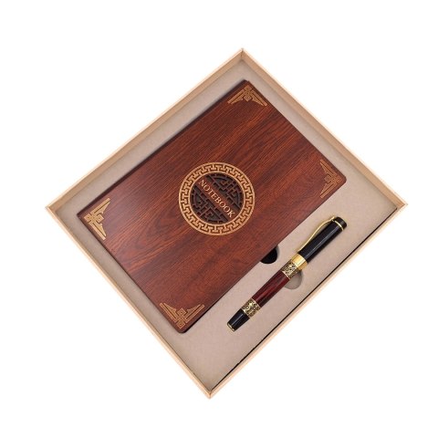 Ekskluzywny Zestaw Prezentowy Premium Notes Notatnik A5 Drewniany + Długopis - EE2