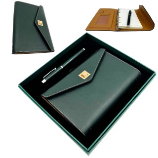 Elegancki Zestaw Upominkowy - Notes Skórzany z Długopisem w Pudełku Prezentowym - Premium - EE8