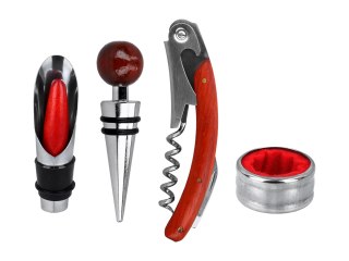 Kpl. do otwierania wina w drewnianym pudełku (4 elementy)