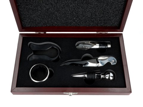 Kpl. do otwierania wina w drewnianym pudełku (5 elementy)