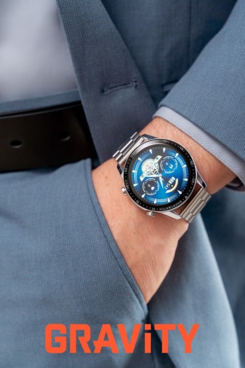 Smartwatch Gravity Srebrny Bransoleta + Pasek GT10-6