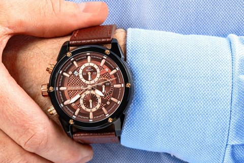Zegarek Męski Giewont Chronograph Sapphire Czarno Brązowy GW8810-A3