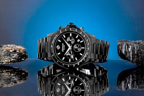 Zegarek Męski Giewont Chronograph Sapphire Czarny GW3520-B1