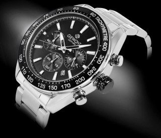 Zegarek Męski Giewont Chronograph Sapphire Srebrno Czarny GW9580-B1