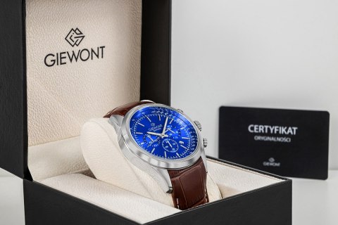 Zegarek Męski Giewont Chronograph Sapphire Srebrno Niebieski GW7650-A5