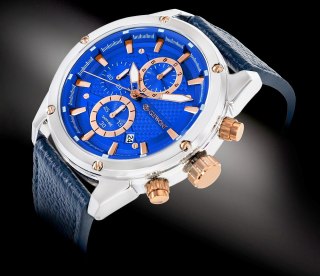Zegarek Męski Giewont Chronograph Sapphire Srebrno Niebieski GW8810-A2
