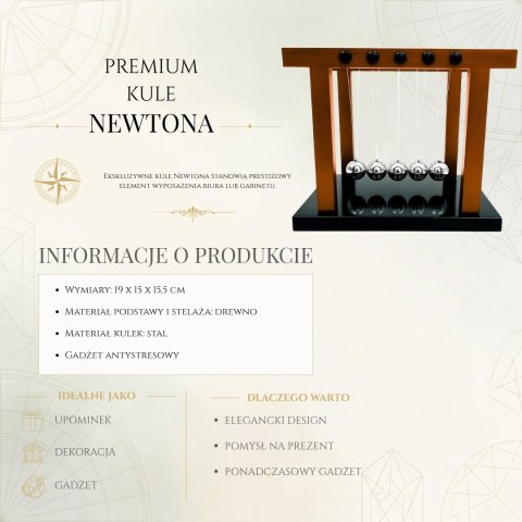 Eleganckie Kule Newtona Premium Duże na Drewnianej Podstawie - YG1300F