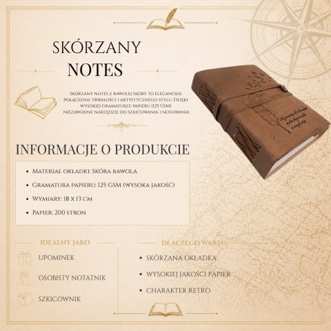 Notes skórzany Retro z Inskrypcją 200 stron - AH04